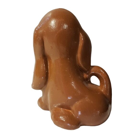 Vintage Handcrafted Ceramic Dog Figurine Brown With Blue Eyes - Picture 3 of 5